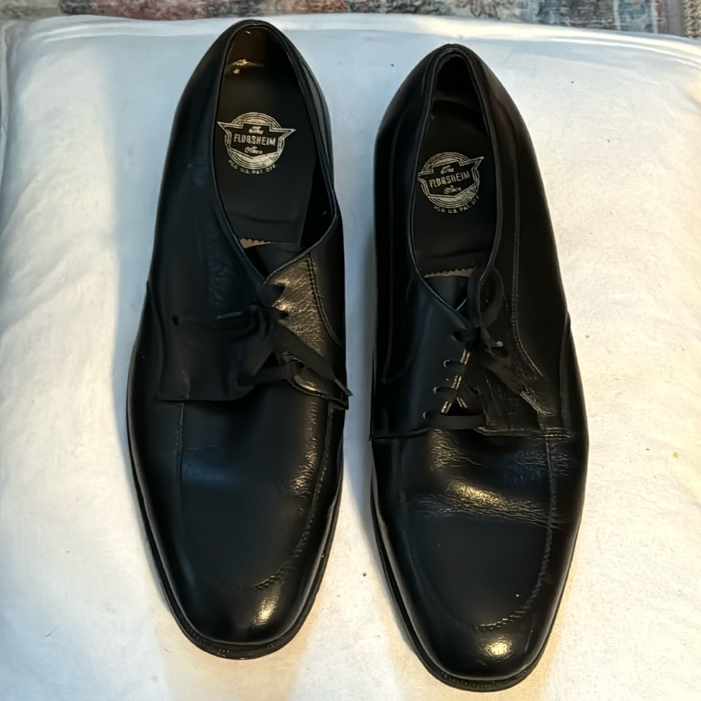 Florsheim 21803 Black leather lace up dress shoes flexible fiber insole sz 9 1/2